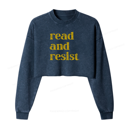 Pagewings Read And Resist Washed Crop Sweatshirt