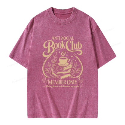 Pagewings Anti Social Book Club Unisex Washed T-shirt