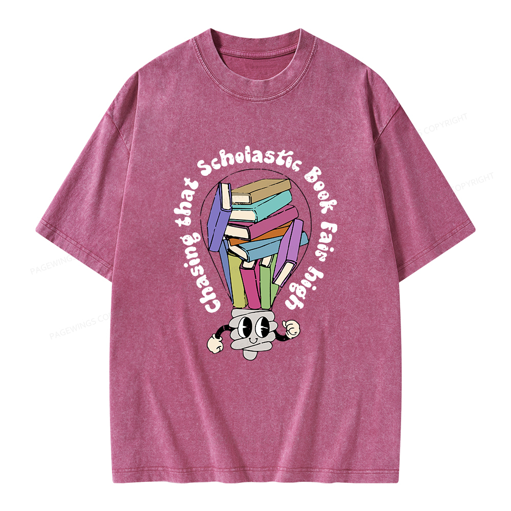 Pagewings Chasing That Scholastic Book Fair High Unisex Washed T-shirt