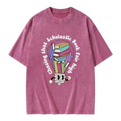 Pagewings Chasing That Scholastic Book Fair High Unisex Washed T-shirt