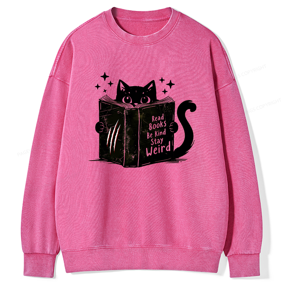 Pagewings Read Books Be Kind Stay Weird Washed Sweatshirt