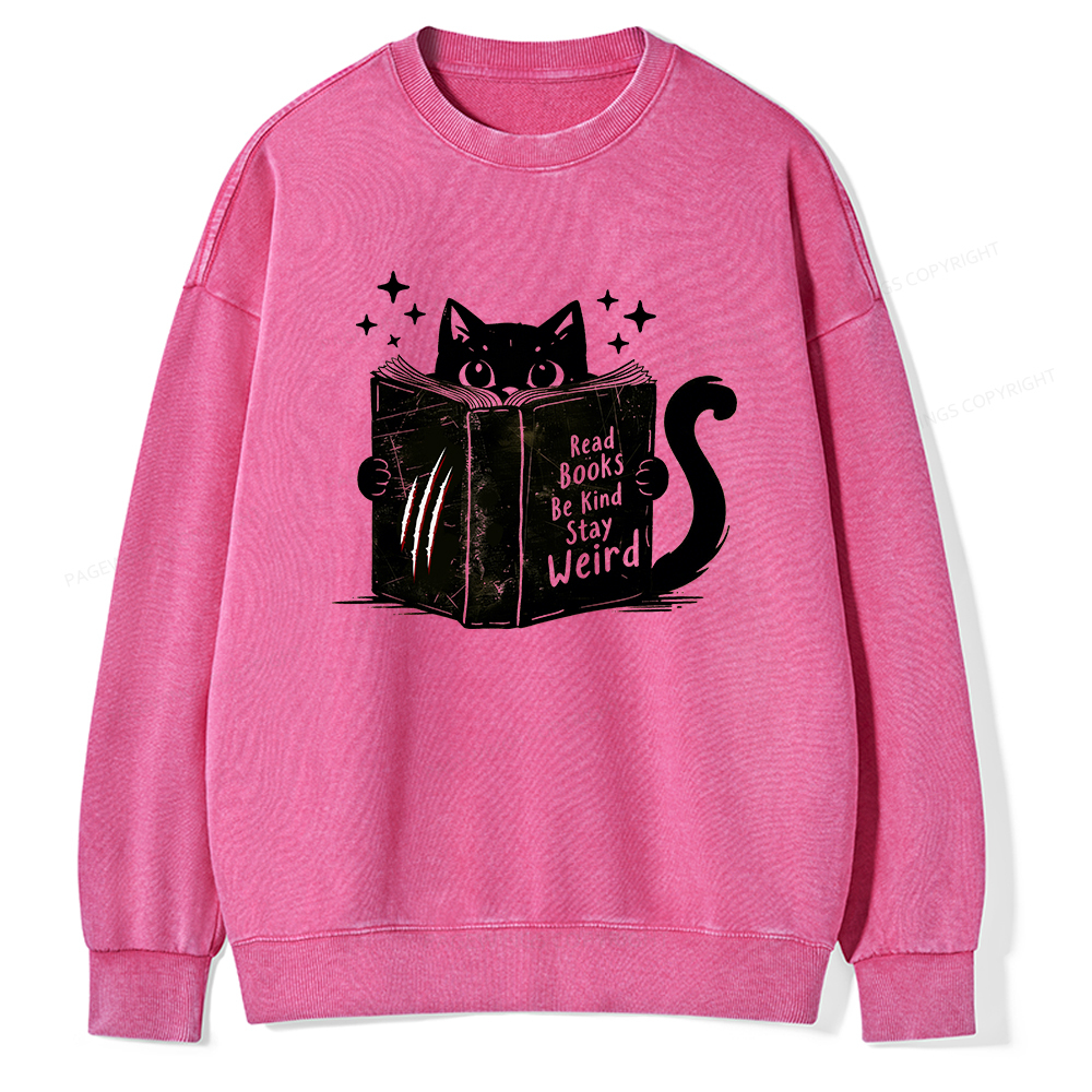 Pagewings Read Books Be Kind Stay Weird Washed Sweatshirt