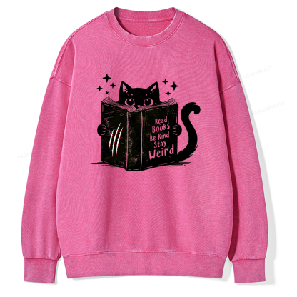 Pagewings Read Books Be Kind Stay Weird Washed Sweatshirt