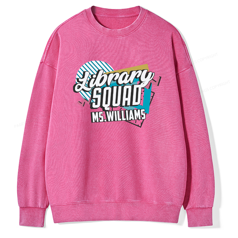 Pagewings Personalized Name Library Squad Washed Sweatshirt