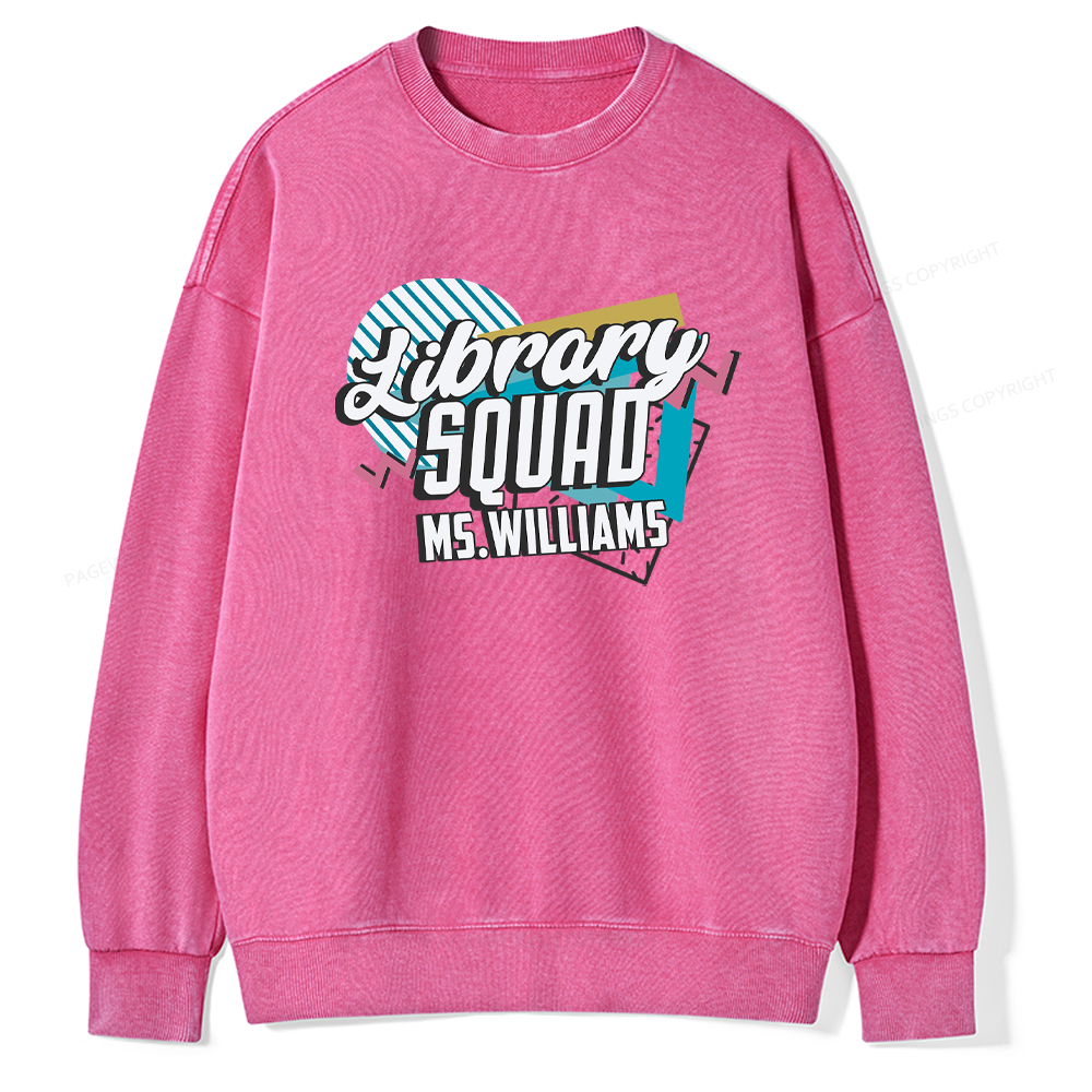 Pagewings Personalized Name Library Squad Washed Sweatshirt