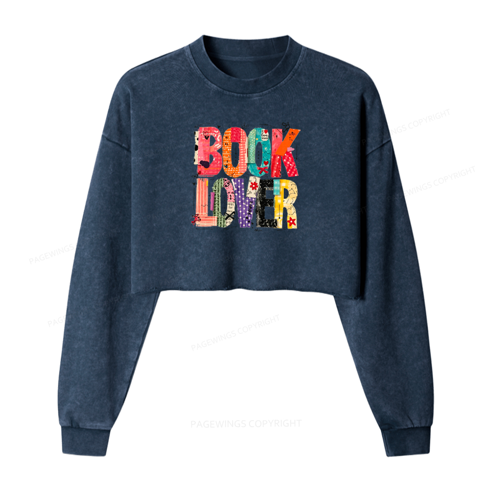 Pagewings Book Lover Washed Crop Sweatshirt