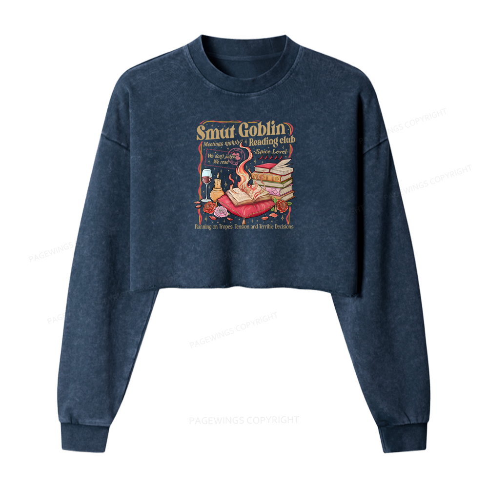 Pagewings Spicy Book Club Washed Crop Sweatshirt