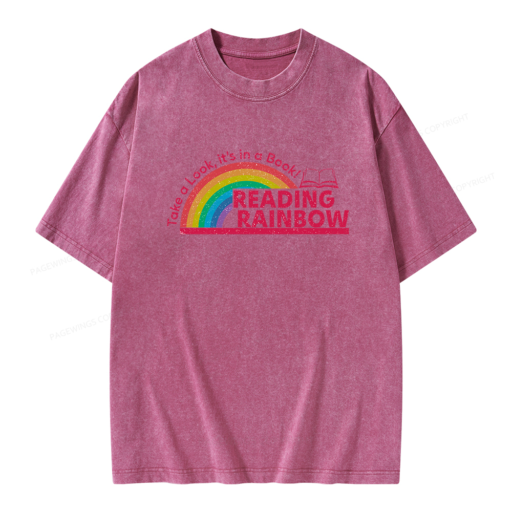 Pagewings Reading Rainbow Unisex Washed T-shirt