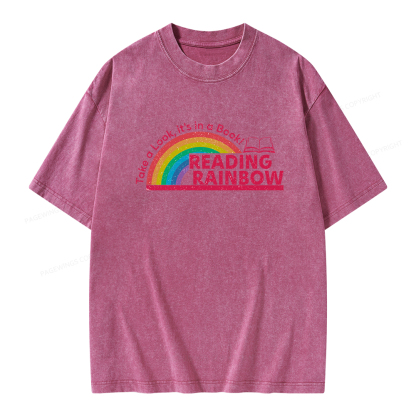 Pagewings Reading Rainbow Unisex Washed T-shirt