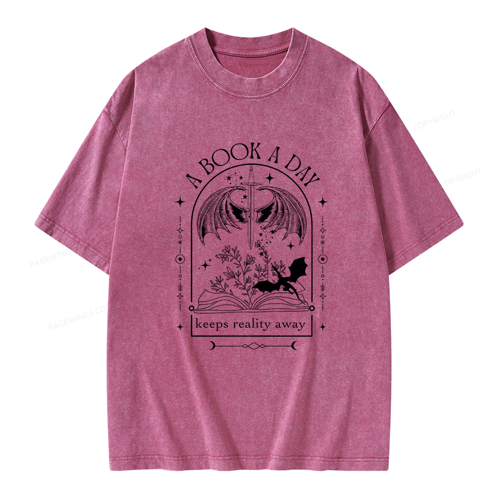 Pagewings A Book a Day Dragon Unisex Washed T-shirt