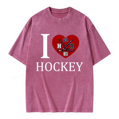 Pagewings I Heart Hockey Unisex Washed T-shirt