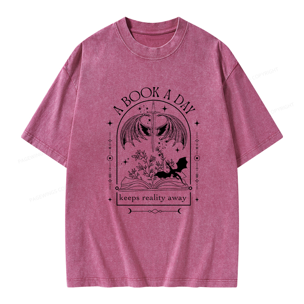 Pagewings A Book a Day Dragon Unisex Washed T-shirt
