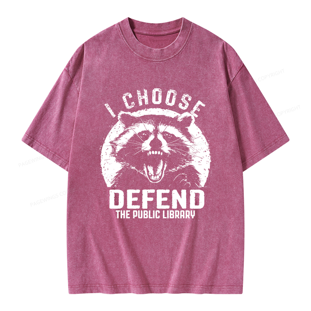 Pagewings I Choose Defend The Public Library Unisex Washed T-shirt