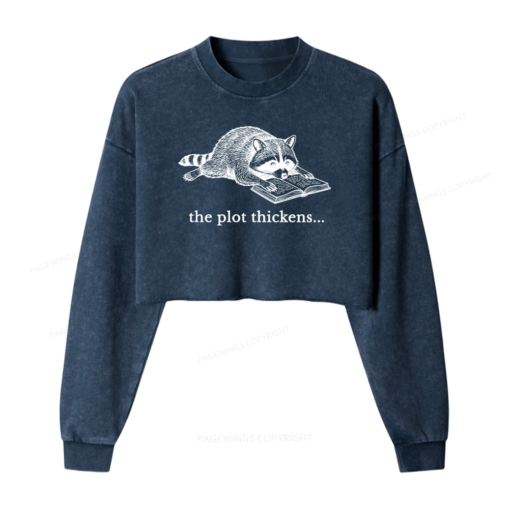 Pagewings The Plot Thickens Washed Crop Sweatshirt