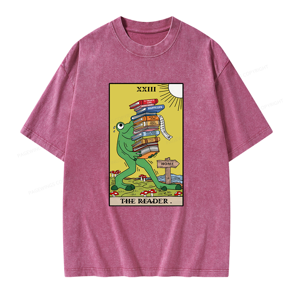 Pagewings Tarot Frog The Reader Unisex Washed T-shirt