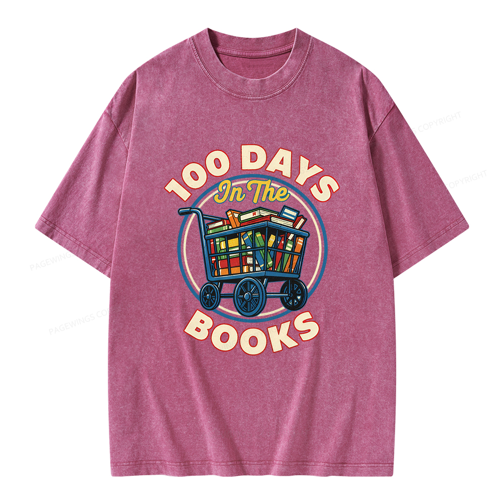 Pagewings 100 Days In The Books Unisex Washed T-shirt