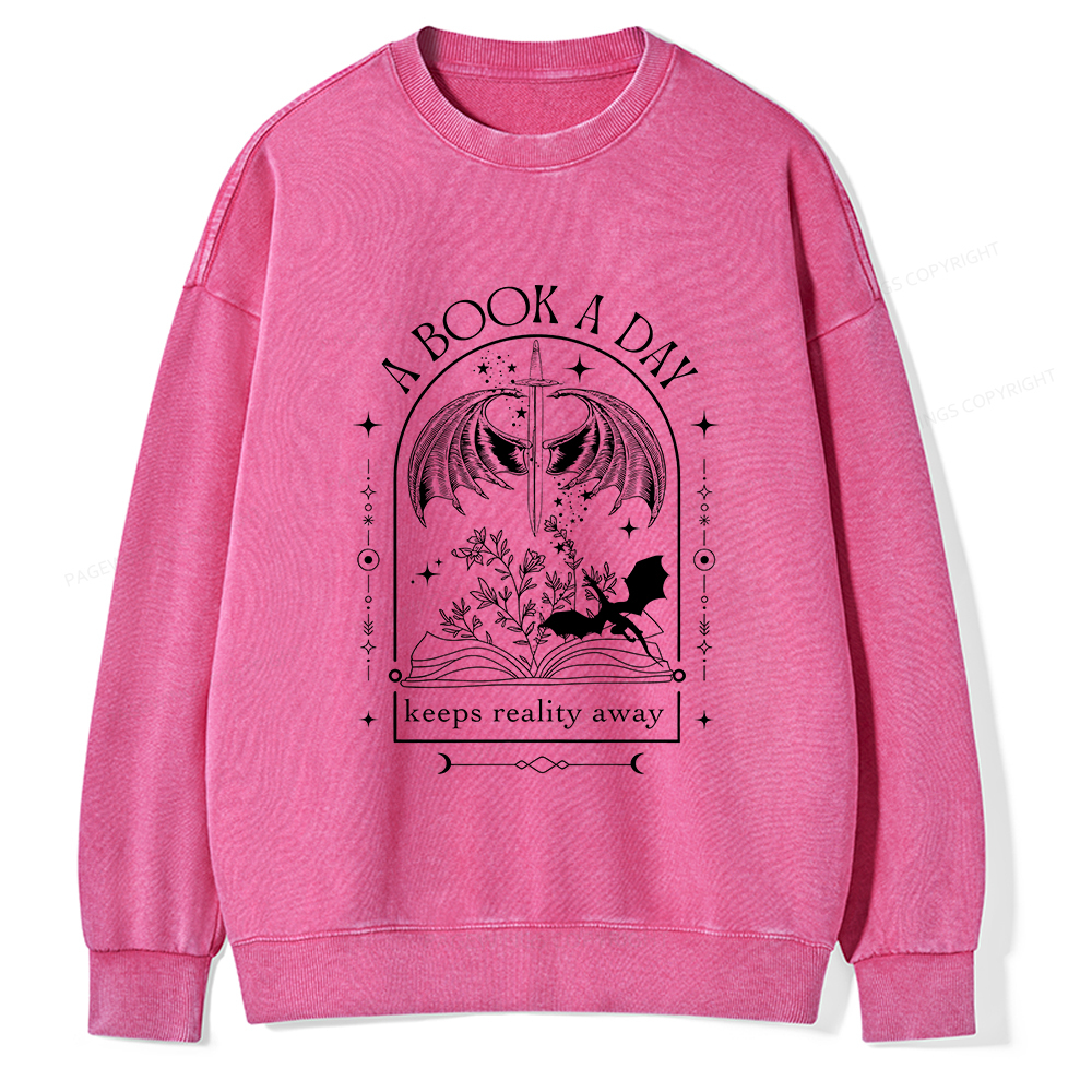 Pagewings A Book a Day Dragon Unisex Washed Sweatshirt