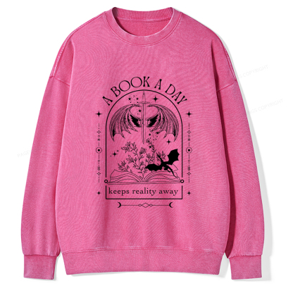 Pagewings A Book a Day Dragon Unisex Washed Sweatshirt