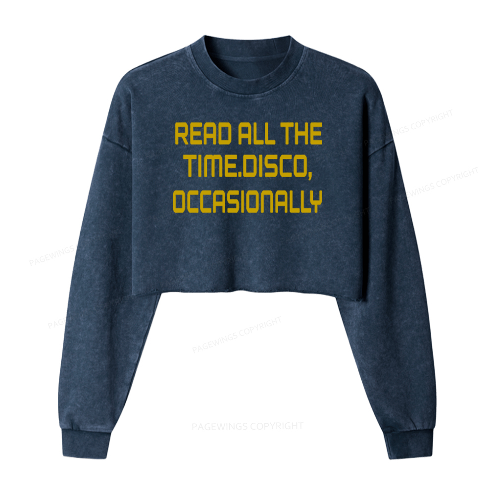 Pagewings Read All The Time Washed Crop Sweatshirt