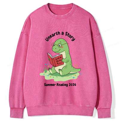 Pagewings Unearth A Story Dinosaur Summer Reading Washed Sweatshirt