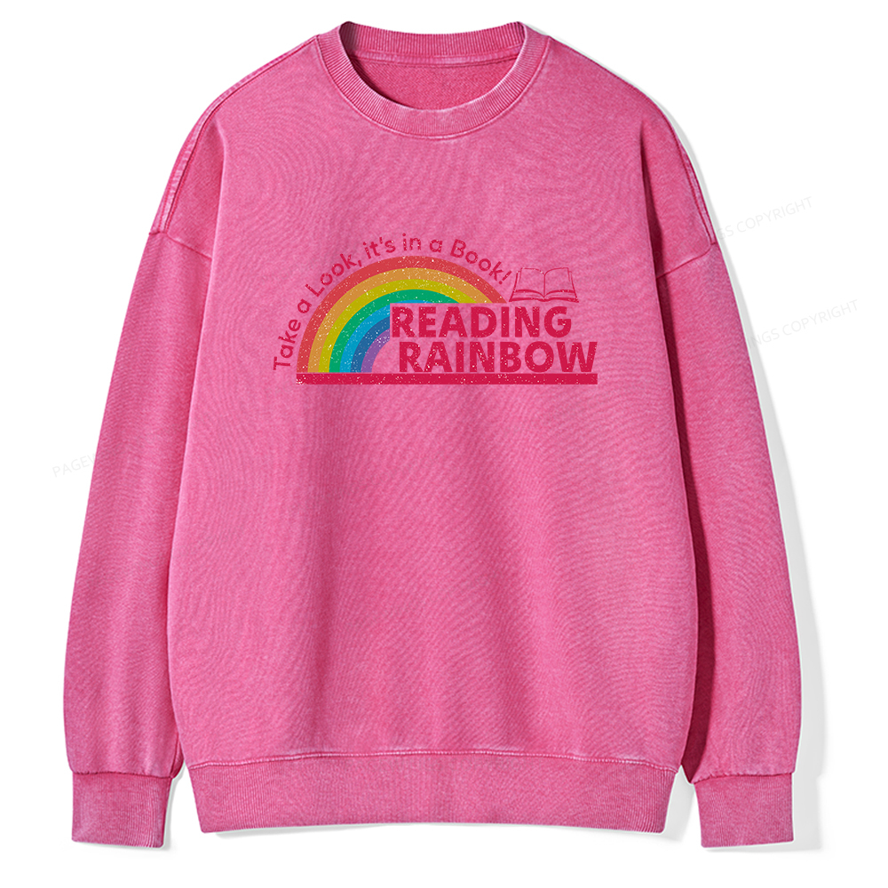 Pagewings Reading Rainbow Unisex Washed Sweatshirt