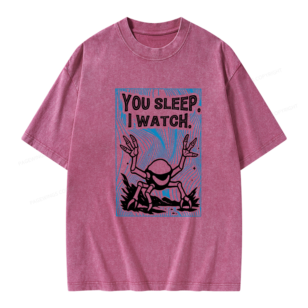 Pagewings You Sleep I Watch Unisex Washed T-shirt