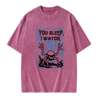Pagewings You Sleep I Watch Unisex Washed T-shirt