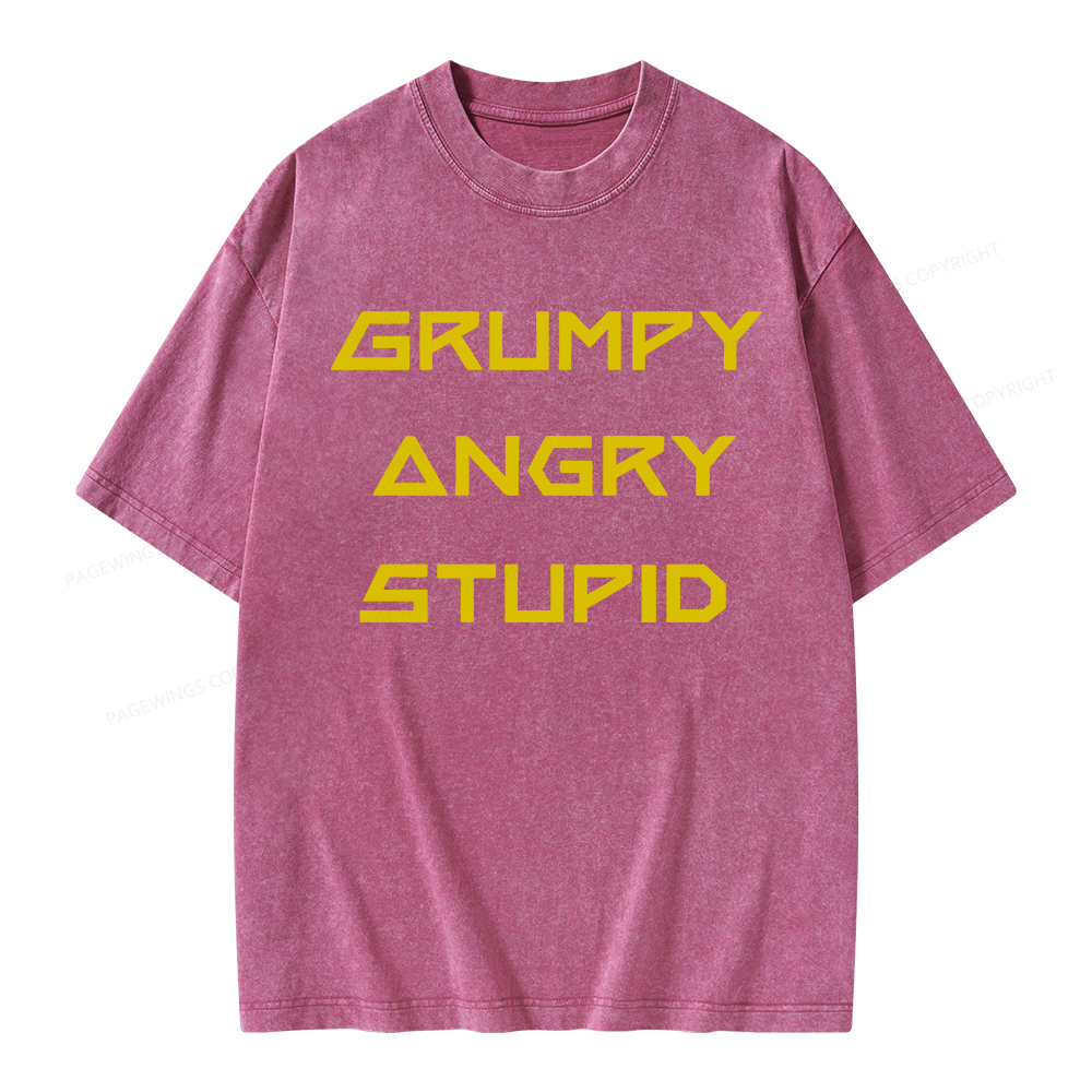 Pagewings Grumpy Angry Stupid Unisex Washed T-shirt