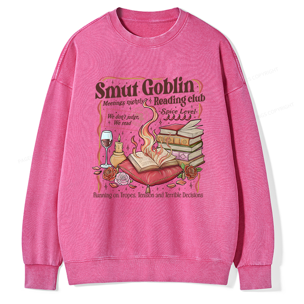 Pagewings Smut Goblin Dark Romance Bookish Washed Sweatshirt