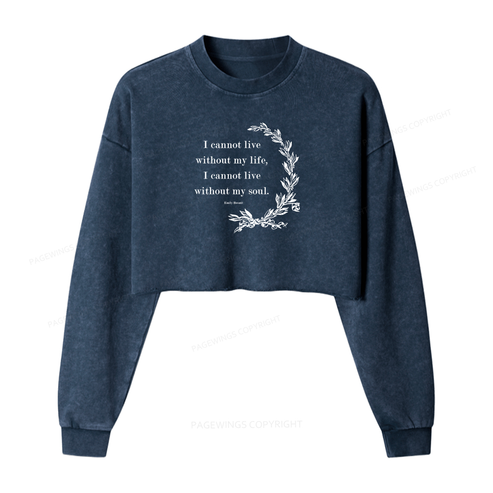 Pagewings Gothic Bookworm Washed Crop Sweatshirt