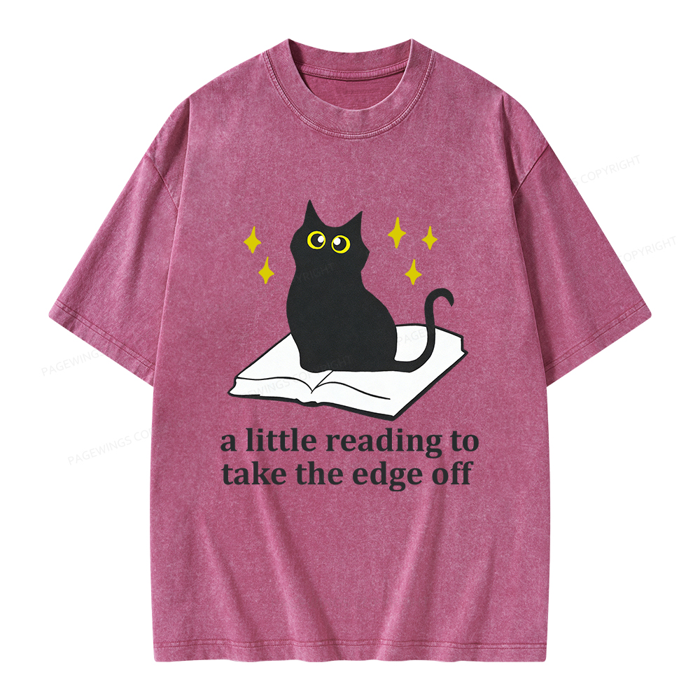 Pagewings A Little Reading To Take The Edge Off  Unisex Washed T-shirt