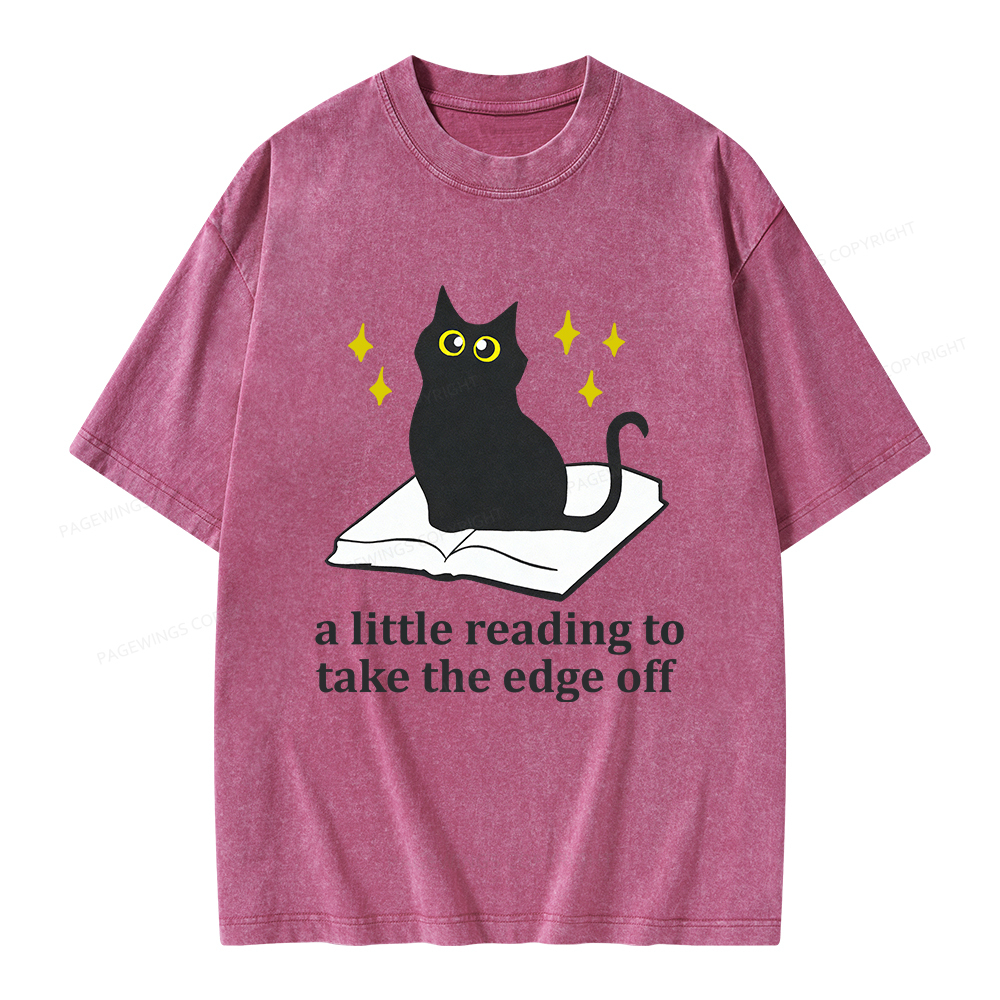 Pagewings A Little Reading To Take The Edge Off  Unisex Washed T-shirt