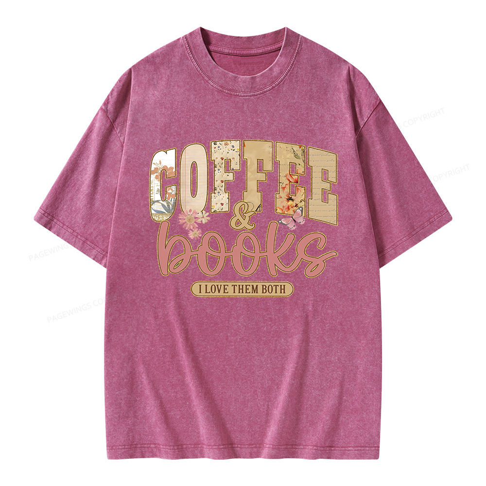 Pagewings Coffee And Books Unisex Washed T-shirt