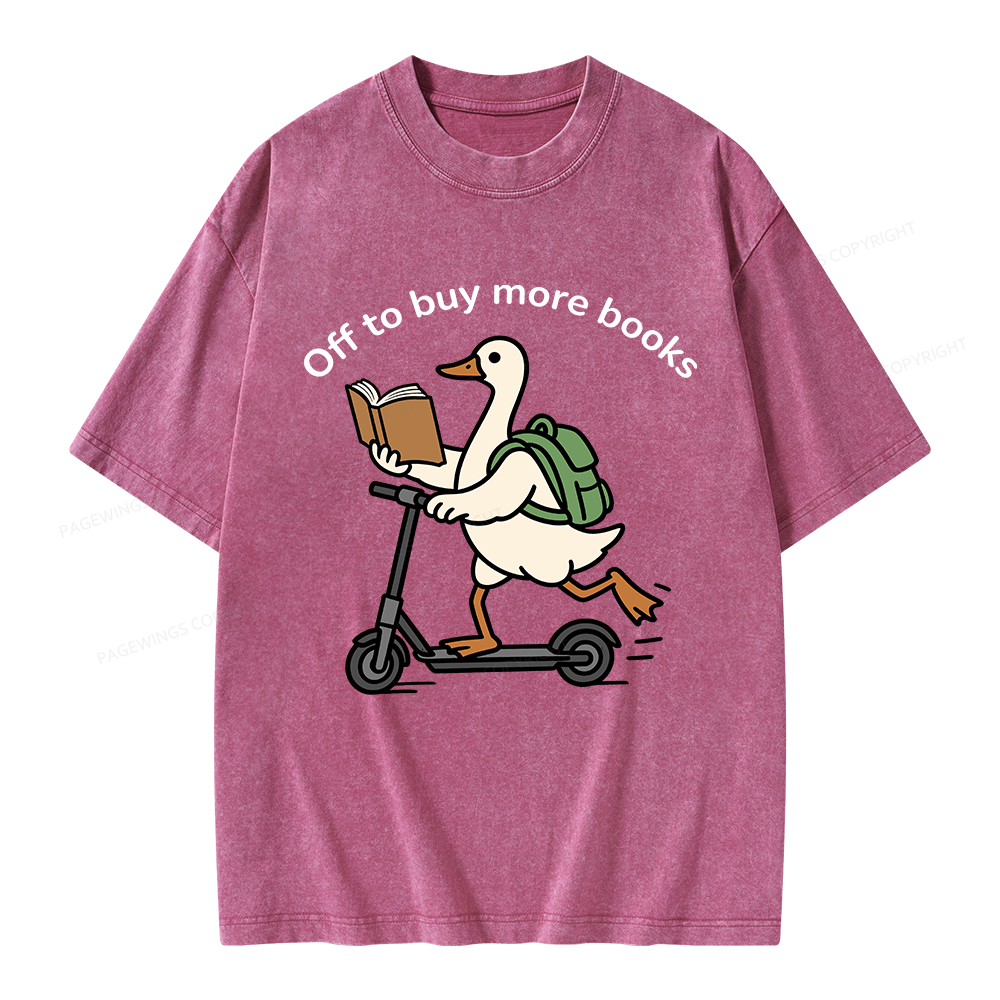 Pagewings Off to Buy More Books Unisex Washed T-shirt