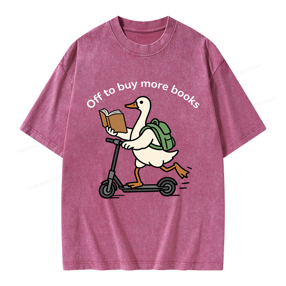 Pagewings Off to Buy More Books Unisex Washed T-shirt