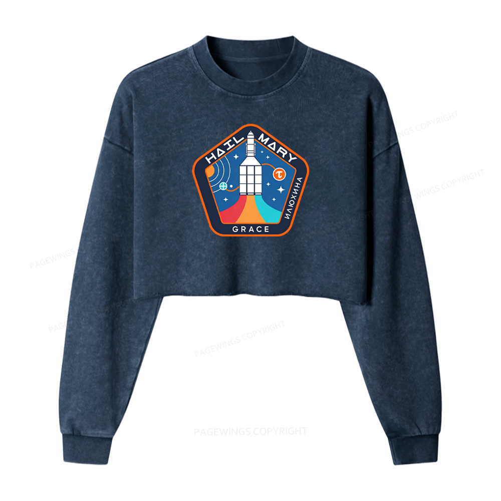Pagewings Mission Patch Washed Crop Sweatshirt