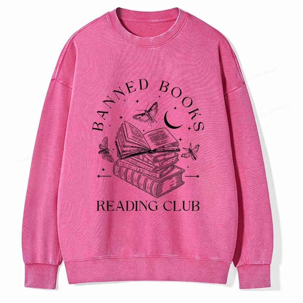 Pagewings Banned Book Reading Club Shirt Unisex Washed Sweatshirt