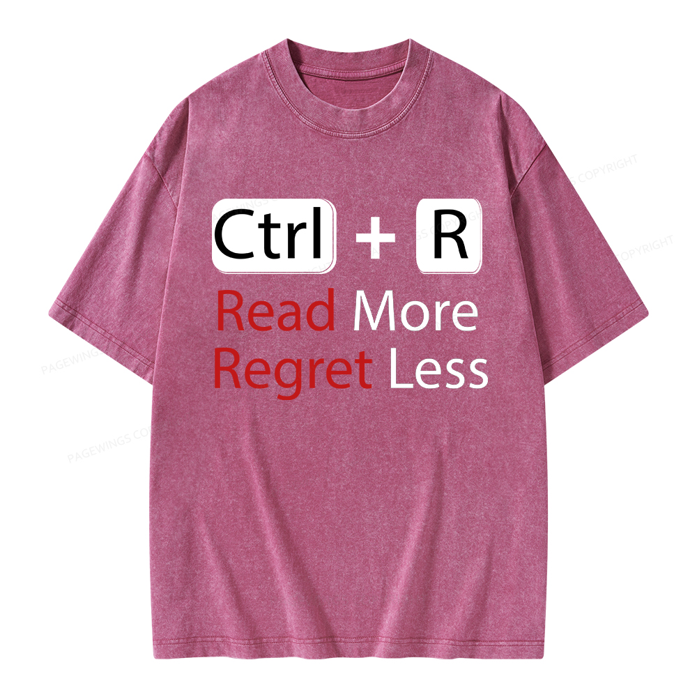 Pagewings Read More Regret Less Unisex Washed T-shirt
