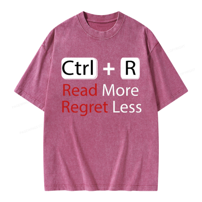 Pagewings Read More Regret Less Unisex Washed T-shirt