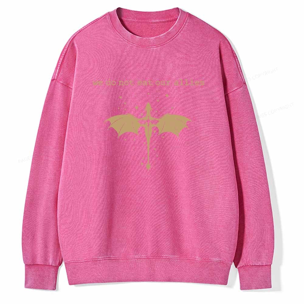 Pagewings We Do Not Eat Our Allies Unisex Washed Sweatshirt