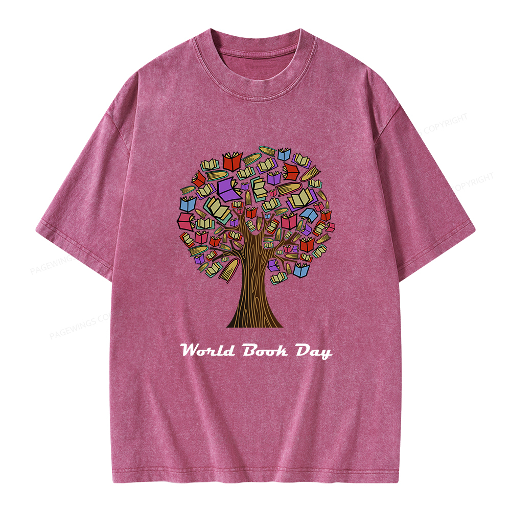 Pagewings World Book Day Tree Unisex Washed T-shirt