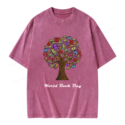 Pagewings World Book Day Tree Unisex Washed T-shirt