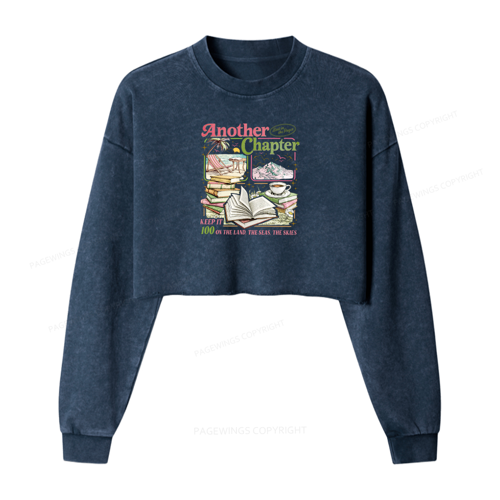 Pagewings One More Chapter Bookish Washed Crop Sweatshirt