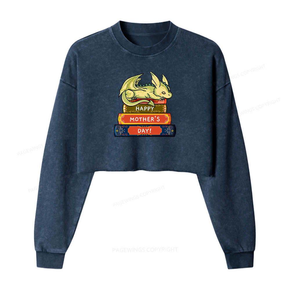 Pagewings Bookworm Mum Washed Crop Sweatshirt