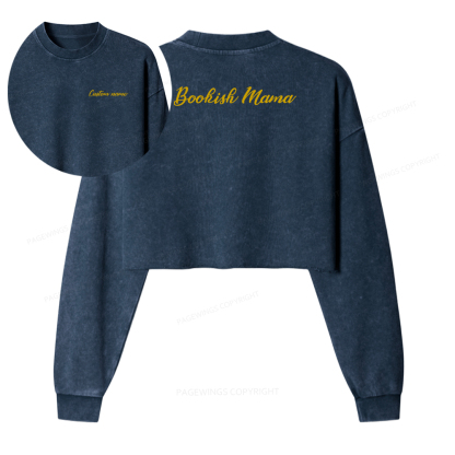 Pagewings Personalized Bookish Mama Washed Crop Sweatshirt