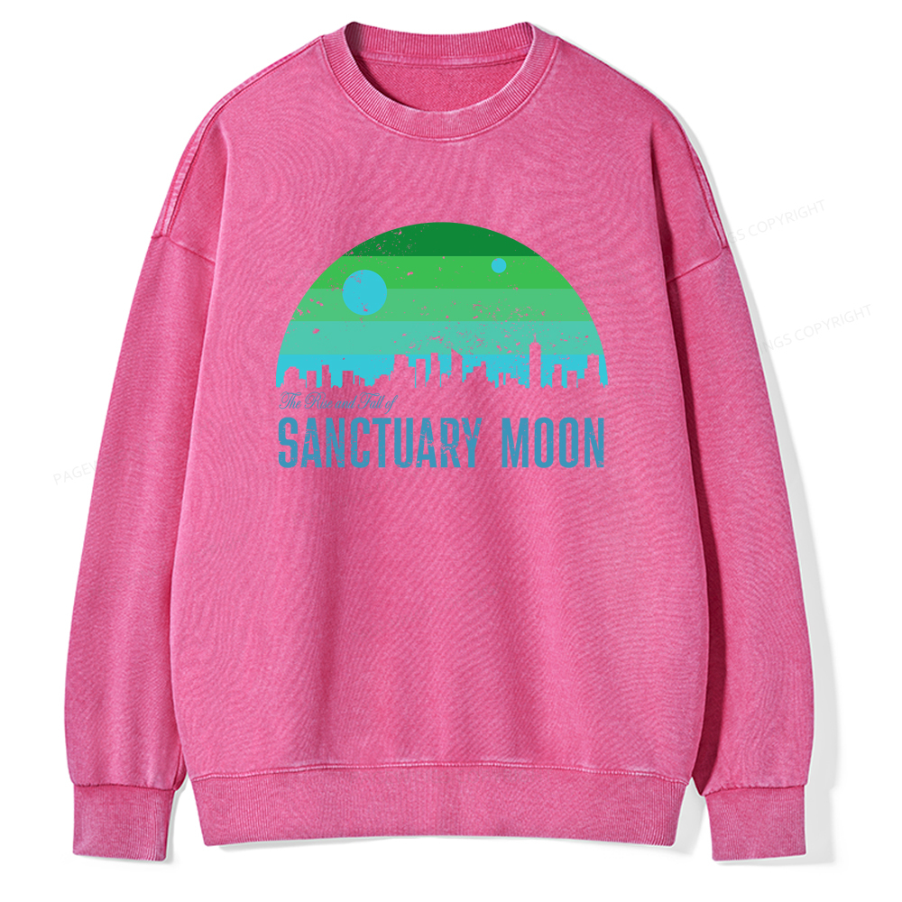 Pagewings The Rise and Fall of Sanctuary Moon Unisex Washed Sweatshirt