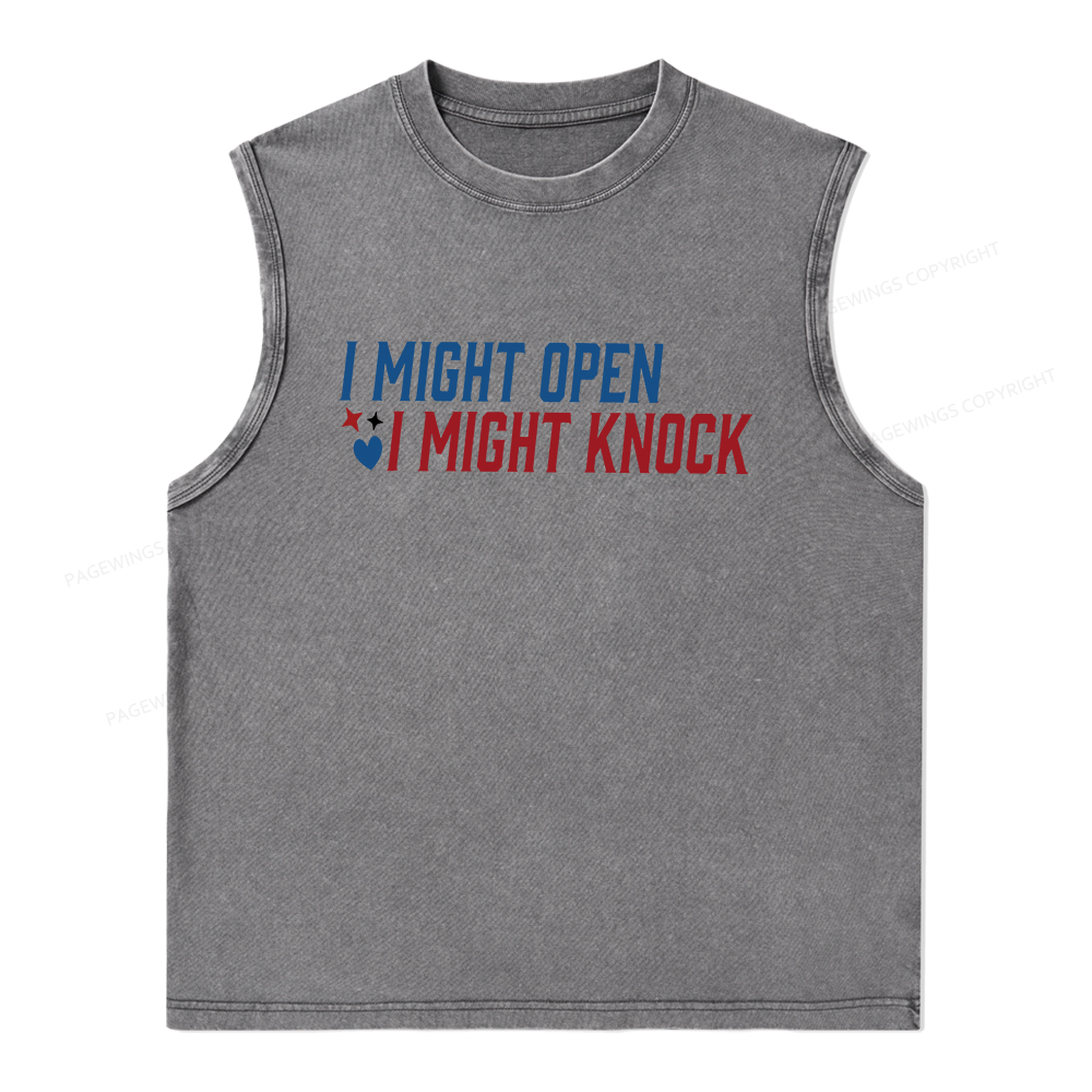 Pagewings I Might Knock Unisex Washed Tank Top
