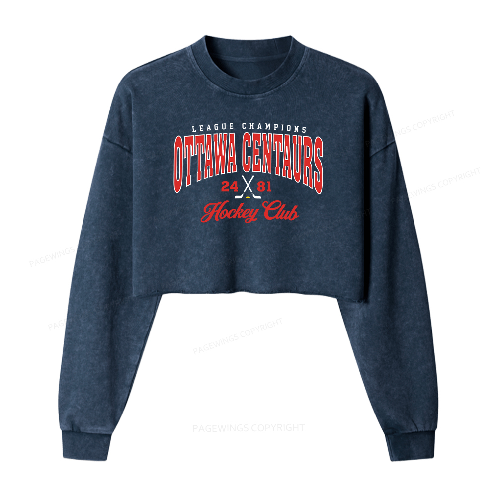Pagewings Hockey Club Washed Crop Sweatshirt