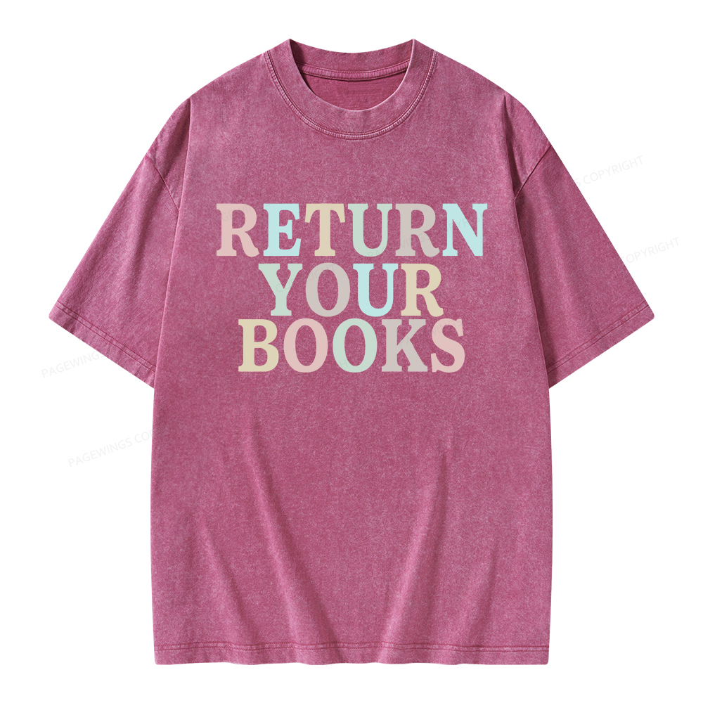 Pagewings Return Your Books Library Unisex Washed T-shirt