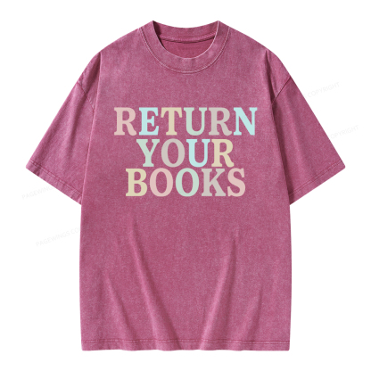 Pagewings Return Your Books Library Unisex Washed T-shirt